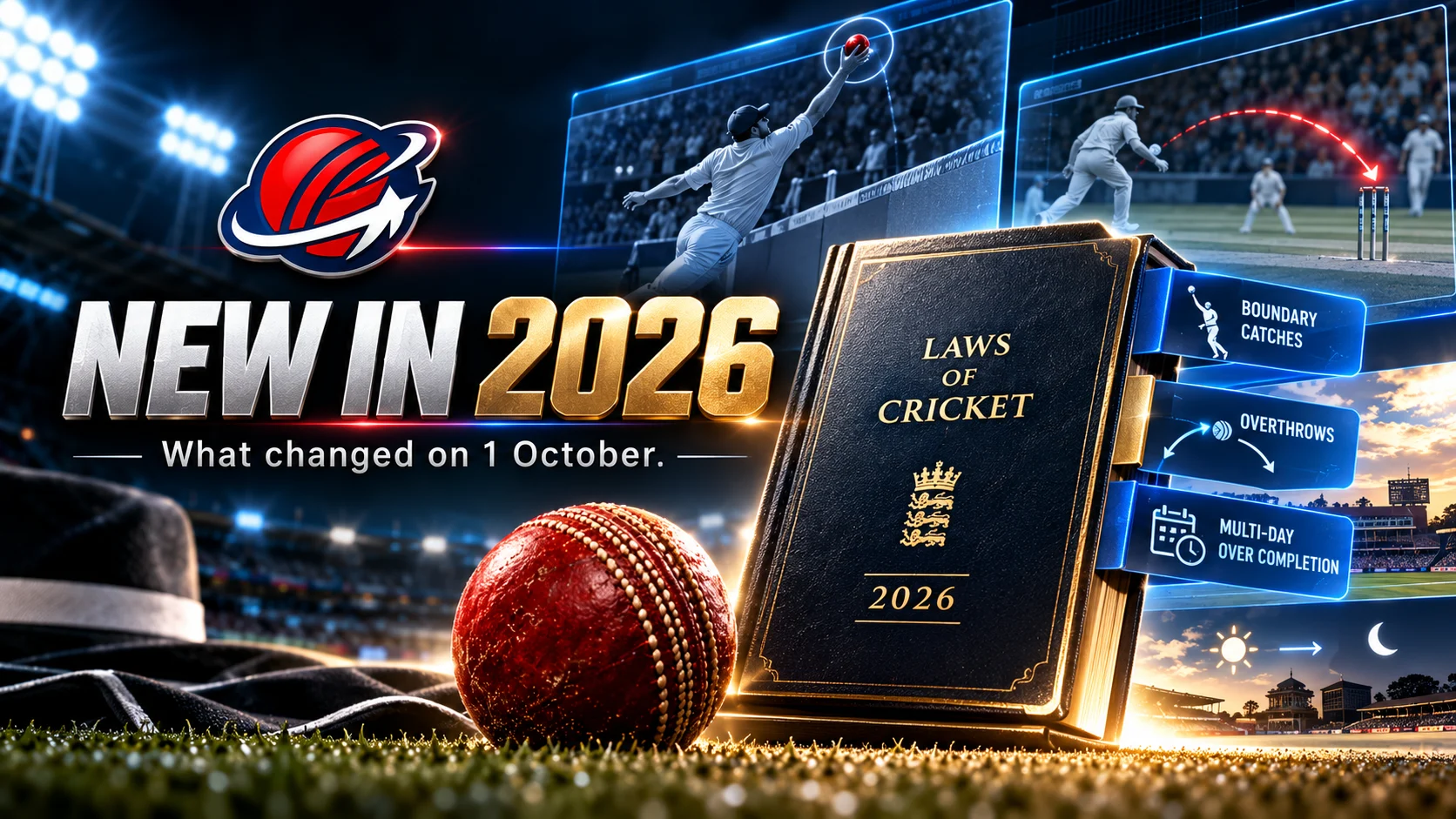 Cricket laws book and illustrations of changes in the 2026 edition